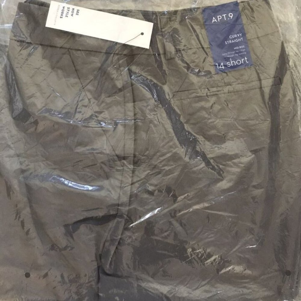 Apt 9 Torie Dress Pants Womens Size 14 short: Gray Straight Leg Career Slacks